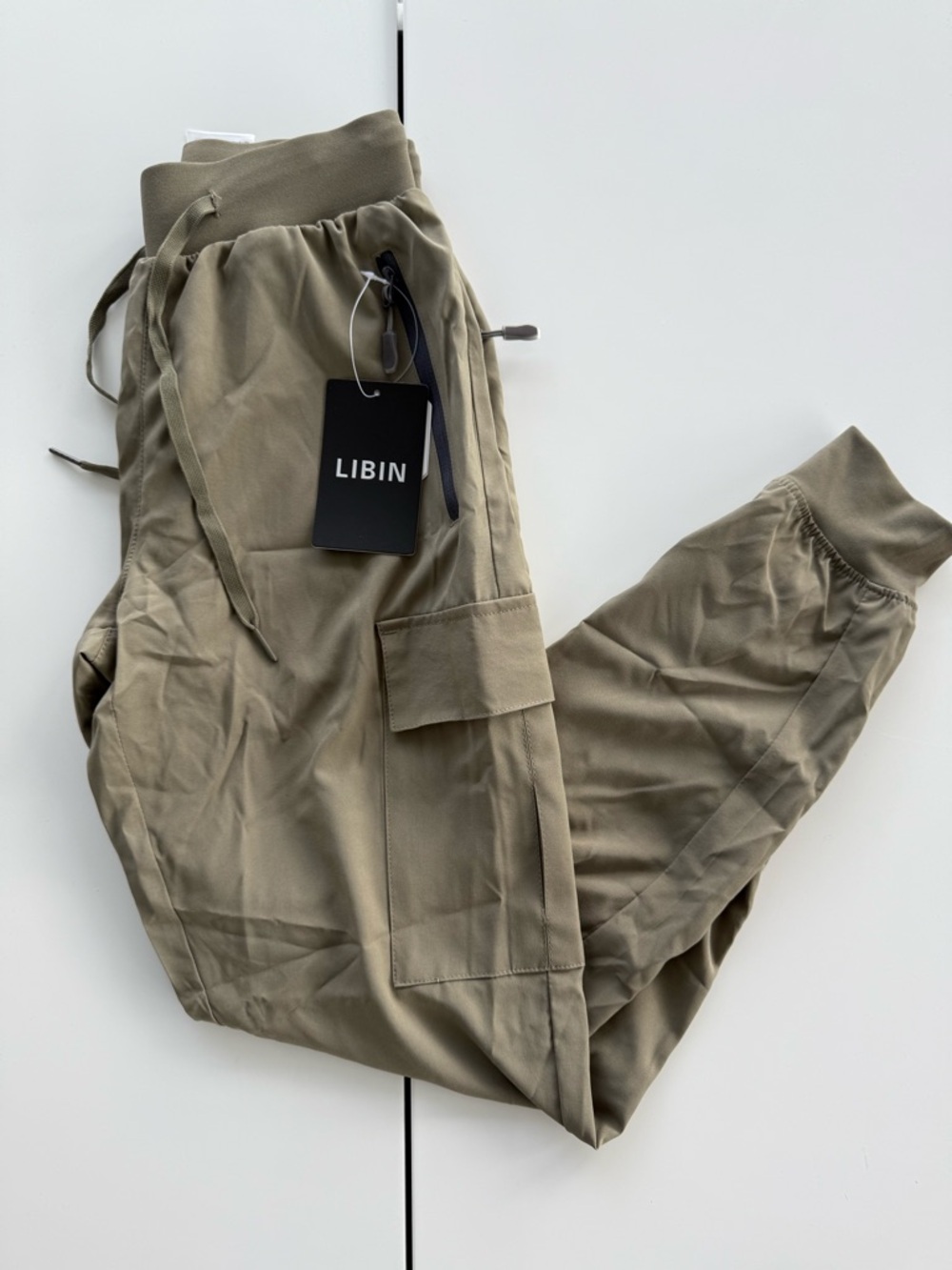 Libian women’s Olive Green Cargo Joggers with Drawstring Waist